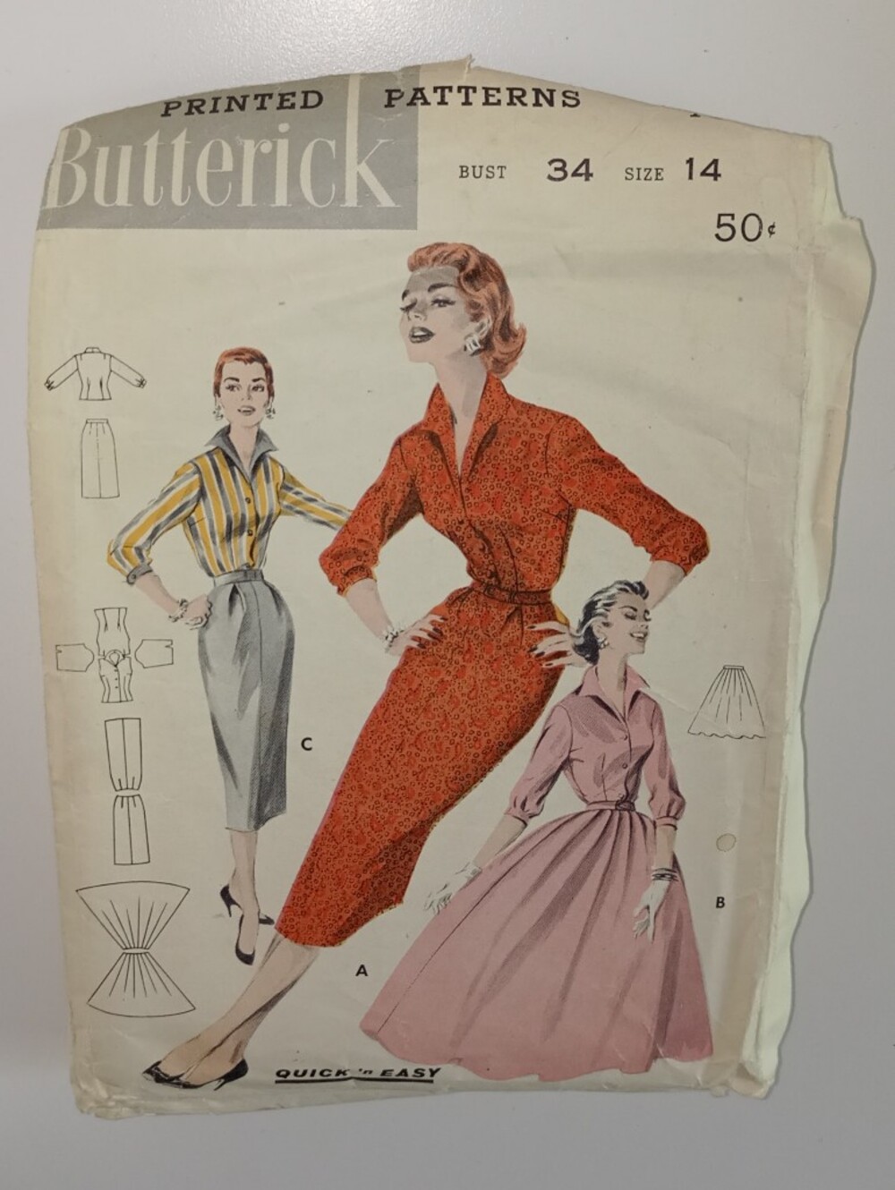 Butterick #7953 Quick 'N Easy Bust 34 Size 14 Easy Blouse & Skirt Coordinate